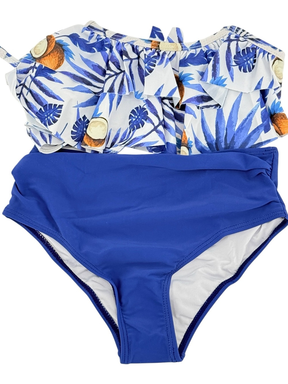 Girls Blue Coconut Print Two-Piece Swim Set | 8-10Y